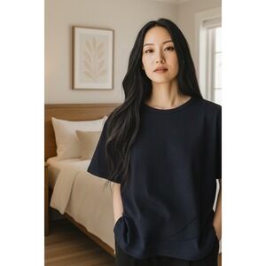 Wilt DK Midnight Blue Asymmetrical Hem Tunic Top Size M